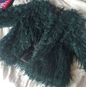 Teal fauxfur coat
